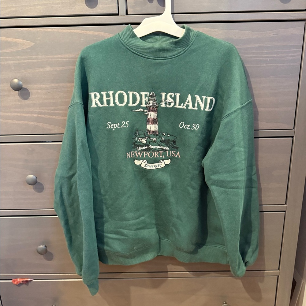 Bershka Green Rhode Island Crewneck Sweater